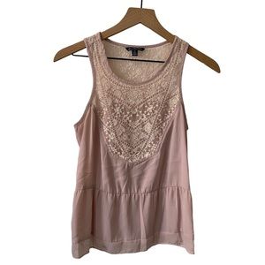 American Eagle Outfitters Sleeveless Top Blush Ivory Embroidered S/P